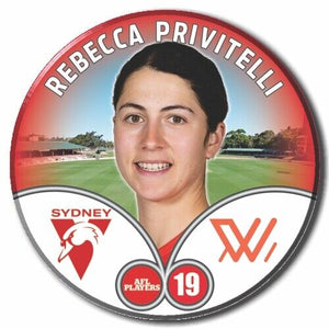 2023 AFLW S7 Sydney Swans Player Badge - PRIVITELLI, Rebecca