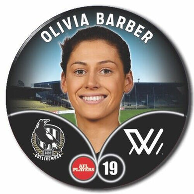 2023 AFLW S7 Collingwood Player Badge - BARBER, Olivia