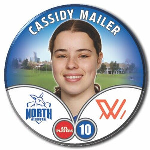 2023 AFLW S7 Nth Melbourne Player Badge - MAILER, Cassidy