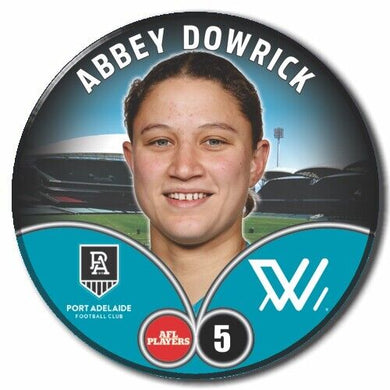 2023 AFLW S7 Port Adelaide Player Badge - DOWRICK, Abbey