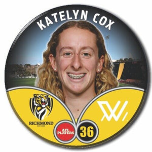 2023 AFLW S7 Richmond Player Badge - COX, Katelyn