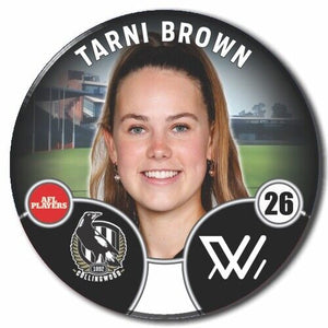 2022 AFLW Collingwood Player Badge - BROWN, Tarni