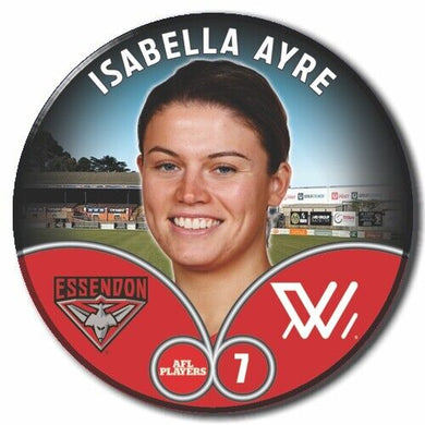 2023 AFLW S7 Essendon Player Badge - AYRE, Isabella