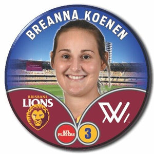 2023 AFLW S7 Brisbane Player Badge - KOENEN, Breanna
