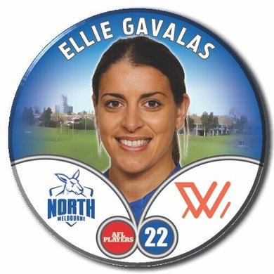 2023 AFLW S7 Nth Melbourne Player Badge - GAVALAS, Ellie