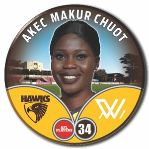 2023 AFLW S7 Hawthorn Player Badge - MAKUR CHUOT, Akec