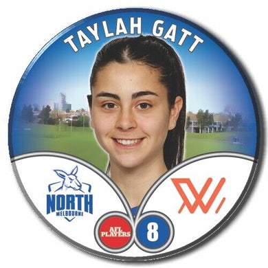 2023 AFLW S7 Nth Melbourne Player Badge - GATT, Taylah