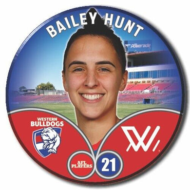 2023 AFLW S7 Western Bulldogs Player Badge - HUNT, Bailey