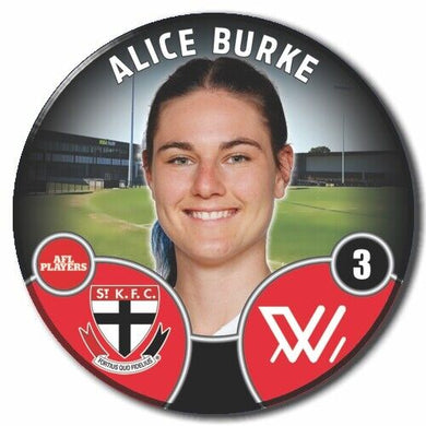 2022 AFLW St Kilda Player Badge - BURKE, Alice
