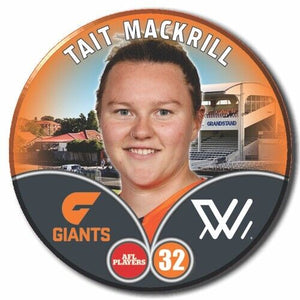 2023 AFLW S7 GWS Giants Player Badge - MACKRILL, Tait