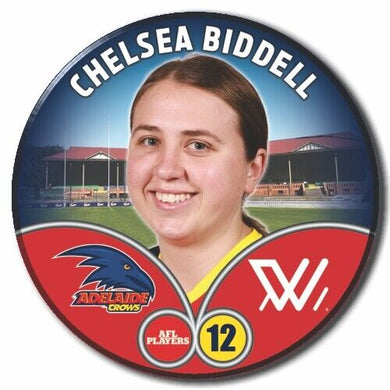 2023 AFLW S7 Adelaide Crows Player Badge - BIDDELL, Chelsea