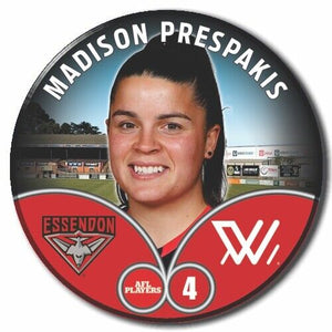 2023 AFLW S7 Essendon Player Badge - PRESPAKIS, Madison