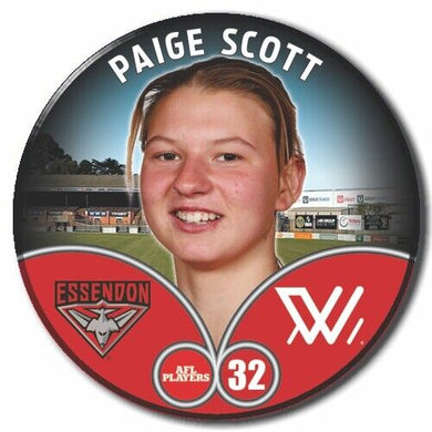 2023 AFLW S7 Essendon Player Badge - SCOTT, Paige