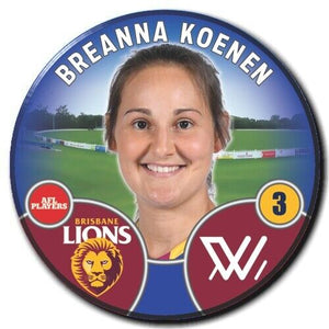 2022 AFLW Brisbane Player Badge - KOENEN, Breanna