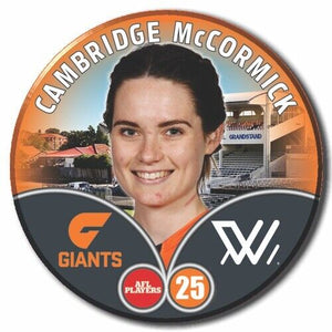 2023 AFLW S7 GWS Giants Player Badge - McCORMICK, Cambridge