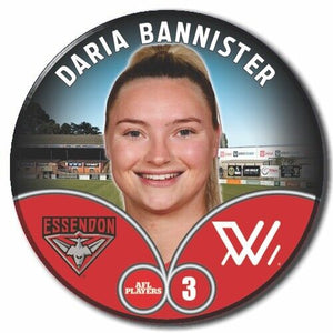 2023 AFLW S7 Essendon Player Badge - BANNISTER, Daria