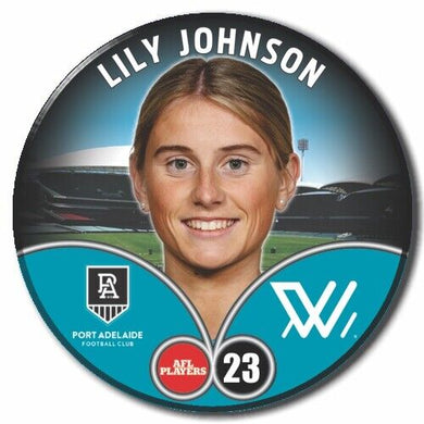 2023 AFLW S7 Port Adelaide Player Badge - JOHNSON, Lily