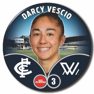 2023 AFLW S7 Carlton Player Badge - VESCIO, Darcy