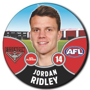 2021 AFL Essendon Bombers Player Badge - RIDLEY, Jordan