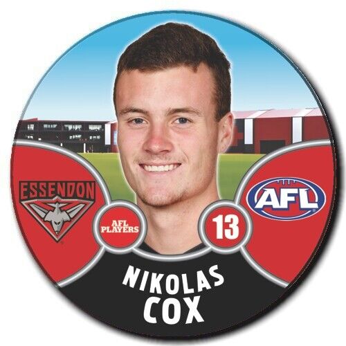 2021 AFL Essendon Bombers Player Badge - COX, Nikolas