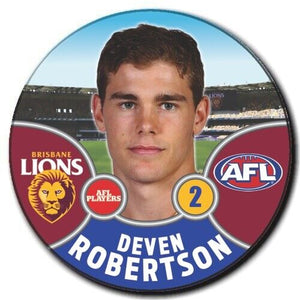 2021 AFL Brisbane Lions Player Badge - ROBERTSON, Deven