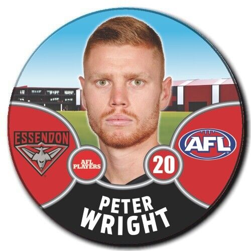 2021 AFL Essendon Bombers Player Badge - WRIGHT, Peter