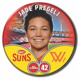 2023 AFLW S7 Gold Coast Suns Player Badge - PREGELJ, Jade