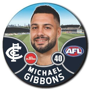 2021 AFL Carlton Player Badge - GIBBONS, Michael