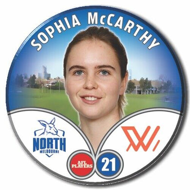 2023 AFLW S7 Nth Melbourne Player Badge - McCARTHY, Sophia