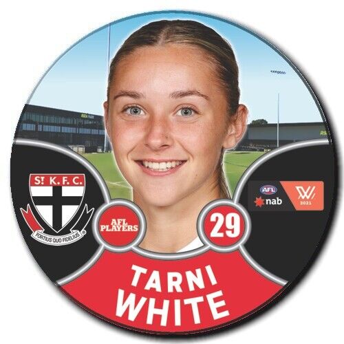 2021 AFLW St. Kilda Player Badge - WHITE, Tarni