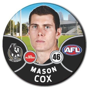 2021 AFL Collingwood Player Badge - COX, Mason