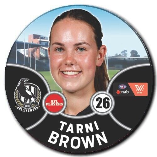 2021 AFLW Collingwood Player Badge - BROWN, Tarni