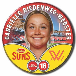 2023 AFLW S7 Gold Coast Suns Player Badge - BIEDENWEG-WEBSTER, Gabrielle