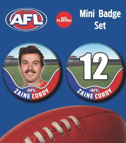 2021 AFL Western Bulldogs Mini Player Badge Set - CORDY, Zaine