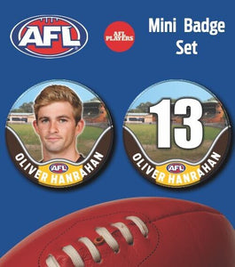 2021 AFL Hawthorn Mini Player Badge Set - HANRAHAN, Oliver
