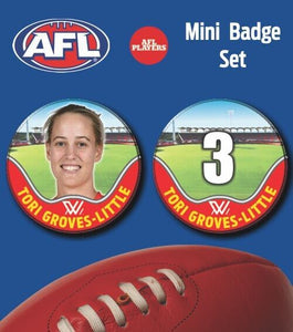 2021 AFLW Gold Coast Suns Mini Player Badge Set - GROVES-LITTLE, Tori