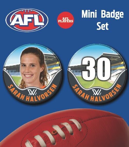 2021 AFLW GWS Mini Player Badge Set - HALVORSEN, Sarah