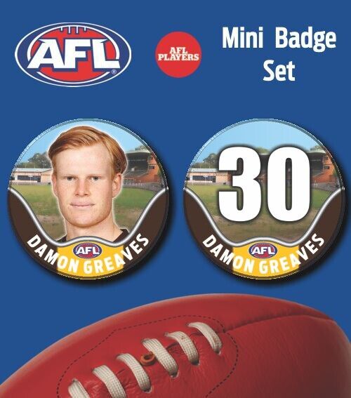 2021 AFL Hawthorn Mini Player Badge Set - GREAVES, Damon