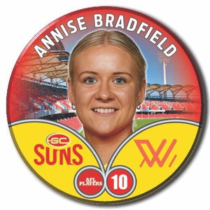 2023 AFLW S7 Gold Coast Suns Player Badge - BRADFIELD, Annise