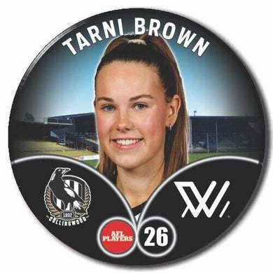 2023 AFLW S7 Collingwood Player Badge - BROWN, Tarni