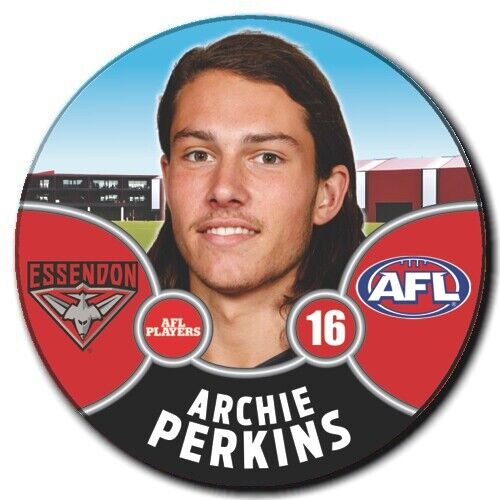 2021 AFL Essendon Bombers Player Badge - PERKINS, Archie