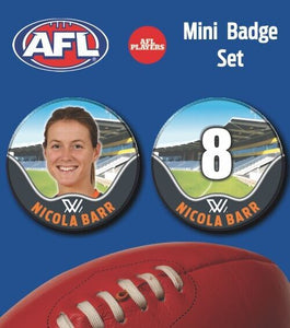 2021 AFLW GWS Mini Player Badge Set - BARR, Nicola
