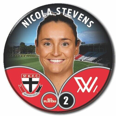 2023 AFLW S7 St Kilda Player Badge - STEVENS, Nicola