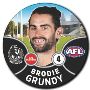 2021 AFL Collingwood Player Badge - GRUNDY, Brodie