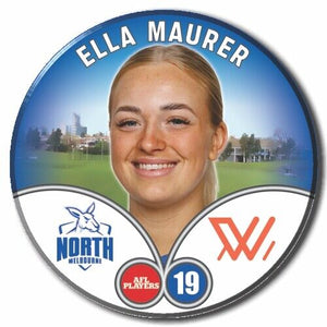 2023 AFLW S7 Nth Melbourne Player Badge - MAURER, Ella