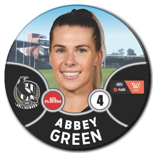 2021 AFLW Collingwood Player Badge - GREEN, Abbey