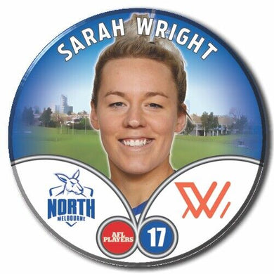 2023 AFLW S7 Nth Melbourne Player Badge - WRIGHT, Sarah