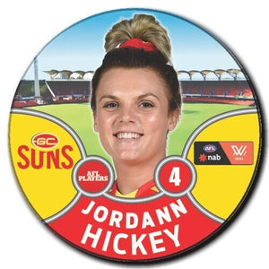 2021 AFLW Gold Coast Suns Player Badge - HICKEY, Jordann