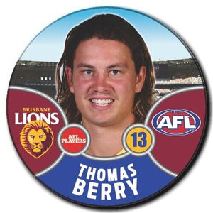 2021 AFL Brisbane Lions Player Badge - BERRY, Thomas