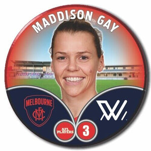 2023 AFLW S7 Melbourne Player Badge - GAY, Maddison